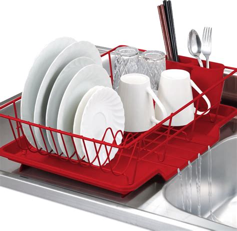 3 Piece Kitchen Sink Dish Drainer Set Red Uk Kitchen And Home