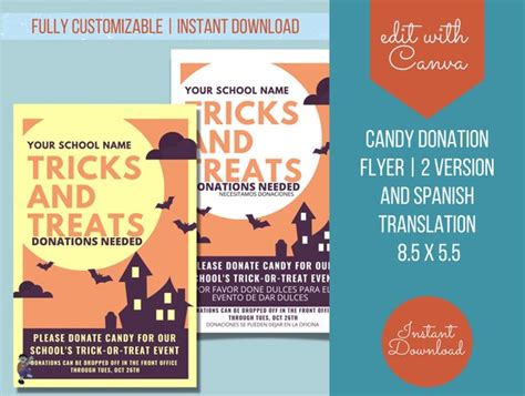Candy Donation Flyer For School Halloween Trunk O Treat Or Etsy