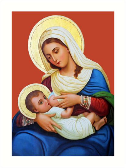 Mary Holding Baby Jesus Art Prints By Muniralawi Redbubble