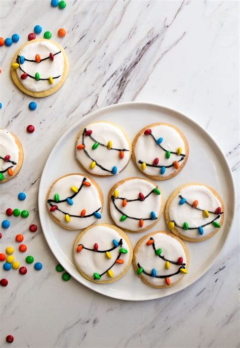Santa cookies, kwanzaa cookies, menorah cookies, reindeer cookies: Christmas Lights Cookies with Royal Icing | Dessert for Two