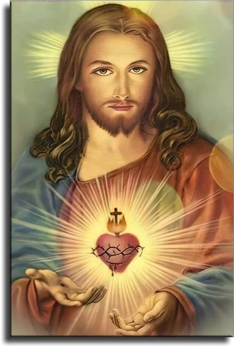 Yoson Póster De Imagen Católica Del Sagrado Corazón De Jesús Cuadro