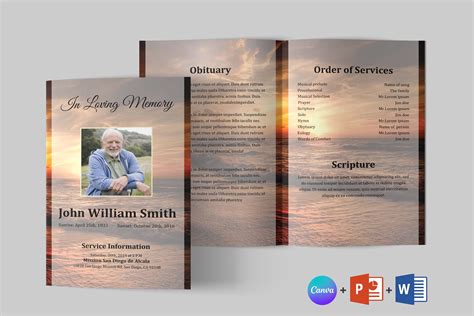 Sunset Funeral Program Template Funeral Program Template Word And