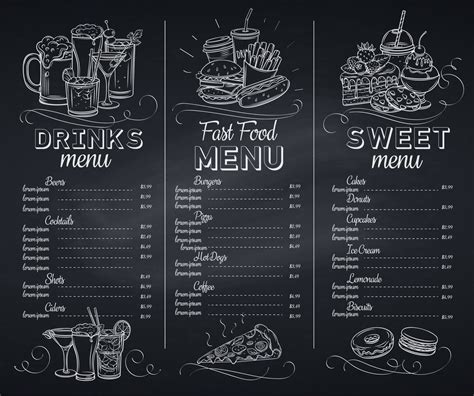 Template Chalkboard Menu Cafe Wall Mural Style Themed Premium Canvas