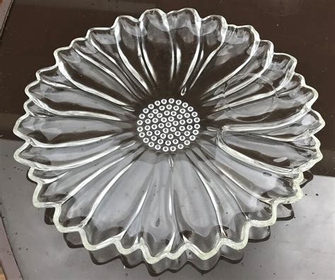 Vintage Hazel Atlas Sunflower Clear Glass Snack Luncheon Plate Etsy