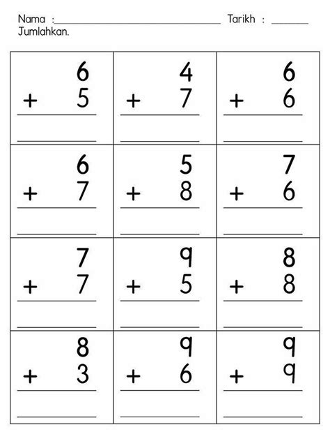 Nombor hingga 10,000 tarikh : Lembaran Kerja Matematik Prasekolah Operasi Tambah Dan ...