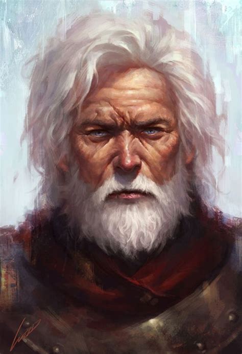 Character Design Portrait Older Man With White Hair And Beard In 2020