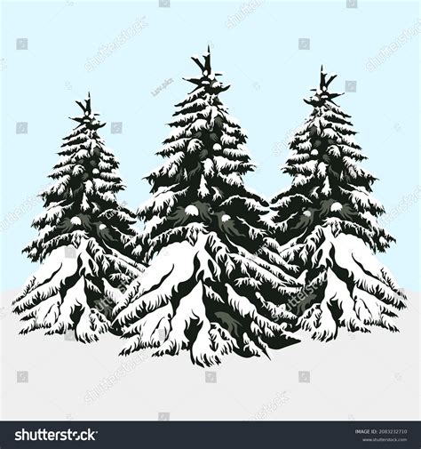Set Snowy Fir Trees Christmas Tree Stock Vector Royalty Free