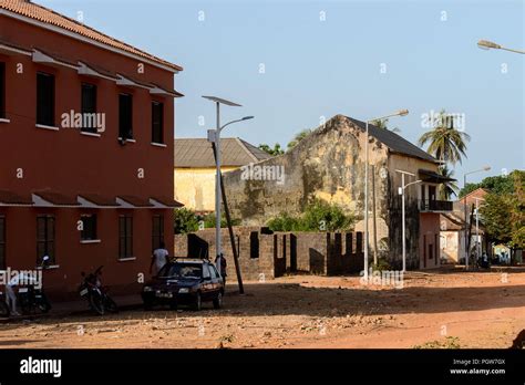 bolama island guinea bissau may 6 2017 unidentified local man walks along the street in the