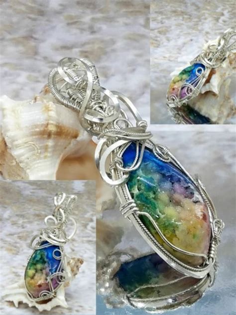 Rock N Wrapsady Colorful Groovy Druzy Agate Wire Pendant Etsy