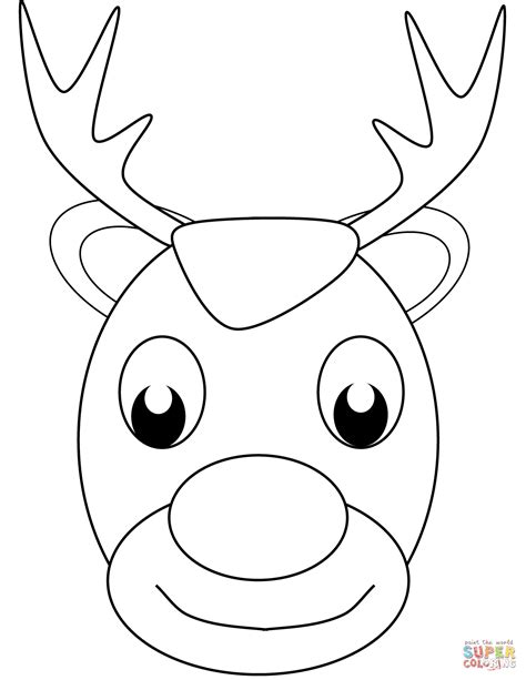 Dibujo de Cara de reno de Navidad para colorear | Dibujos para colorear
