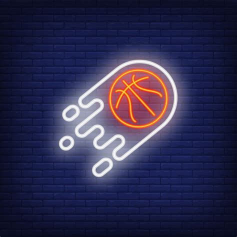Flying Basketball Neon Sign Free Vector
