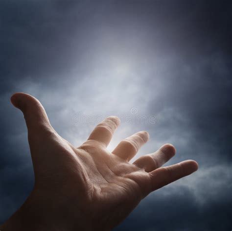 Hand Reaching For The Cloud Stock Image Image Of Catholicism Nature