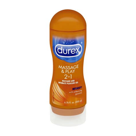 durex massage and play 2 in 1 massage and intimate water based gel lubricant guarana 6 76 oz