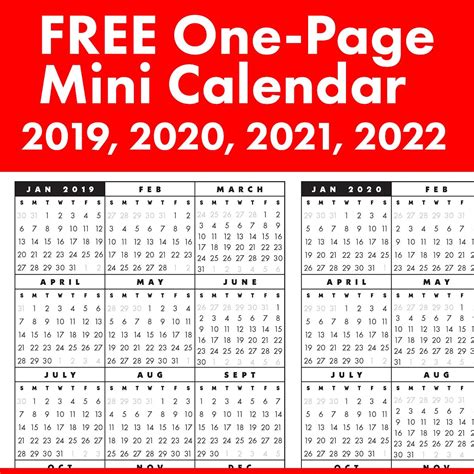2020 2021 2022 2023 Calendar Printable One Page Monthly Calendar Printable Calendar