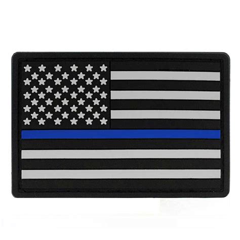 Thin Blue Line American Flag Patch Left And Right Arm Pvc Patches