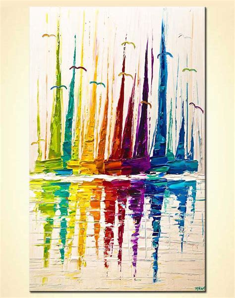 Painting For Sale Abstract Sail Boats Painting Colorful