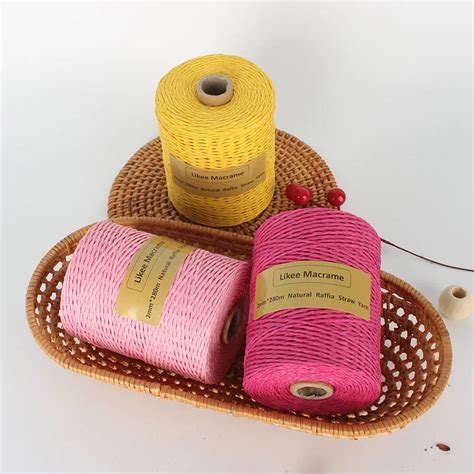 2mm Natural Raffia Straw Yarn Summer Hand Knit Crochet Hat Handbag