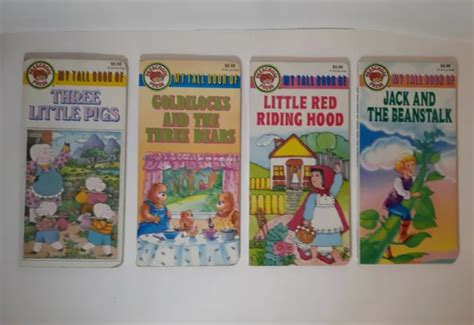Vintage My Tall Board Book Lot 3 Pigs Goldilocks Jack Beanstalk