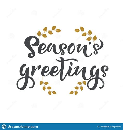 Seasons Greetings Hand Writing Text Calligraphy Lettering Design