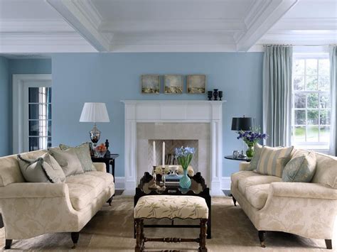 Sky Blue And White Scheme Color Ideas For Living Room
