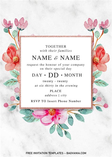 Tell this beautiful story in a way that's as unique as you are! Festive Floral Wedding Invitation Templates - Editable With Microsoft Word | FREE Printable ...