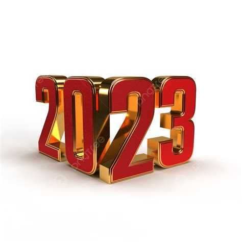 2022 Renderizado 3d Dorado Y Rojo Png Año Nuevo 2023 Oro 3d 2023