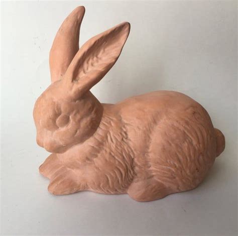 Vintage Clay Bunny Rabbit 7 H Terracotta Hollow Etsy Bunny Statue Desert Art American Ceramics