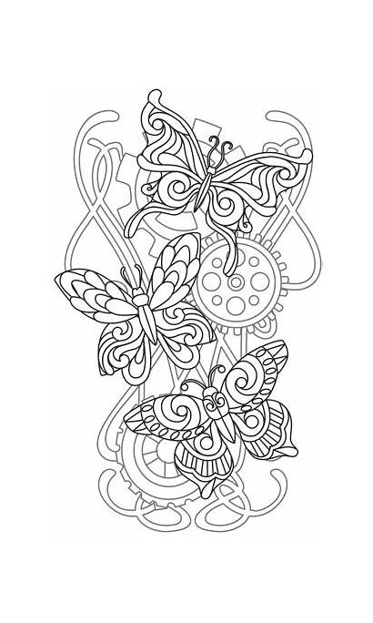 Coloring Butterfly Urban Designs Pages Steampunk Adult