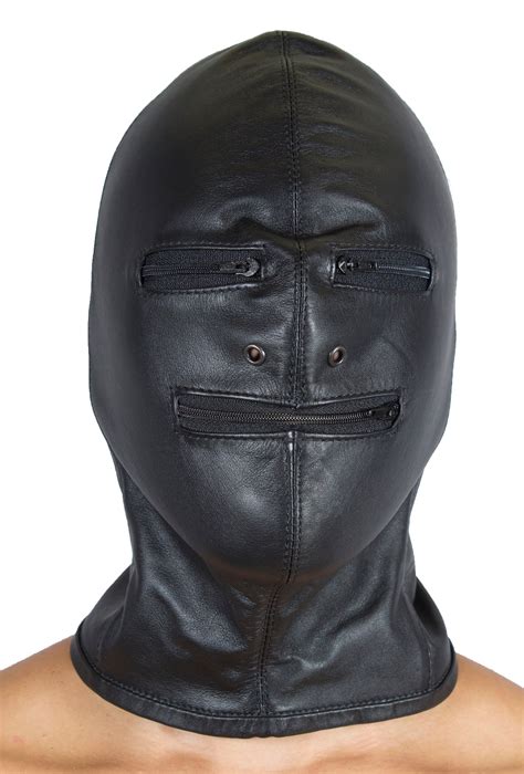 bondage gimp hood black leather with zipper eye and mouth and etsy