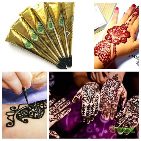 6pclot Black Ink Color Natural Mehndi Henna Tattoo Paste Hand Finger