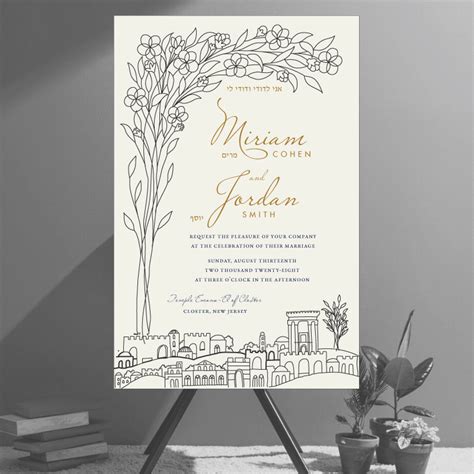 Blooming In Jerusalem Jewish Wedding Invitations Cohen Printing And