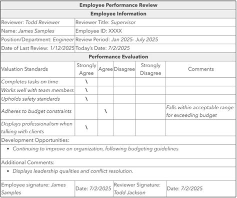 Employee Performance Review Template And Examples Vrogue Co