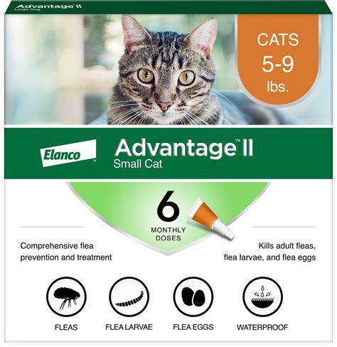 Advantage Ii Flea Treatment For Small Cats 5 Lbs To 9 Lbs And Ferrets 6