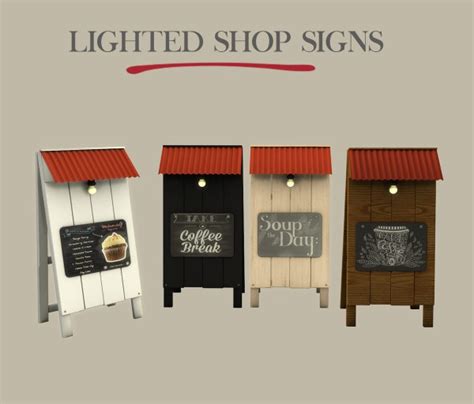 Leo 4 Sims Lighted Shop Signs • Sims 4 Downloads