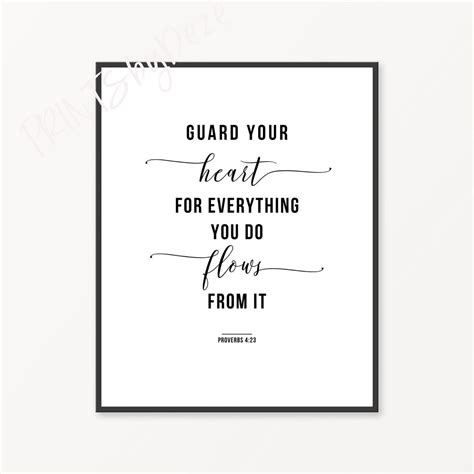 Guard Your Heart Print Scripture Wall Art Proverbs 423 Etsy