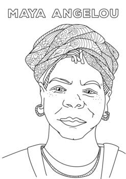Maya Angelou Poet Author Coloring Page Womens History Month Resource