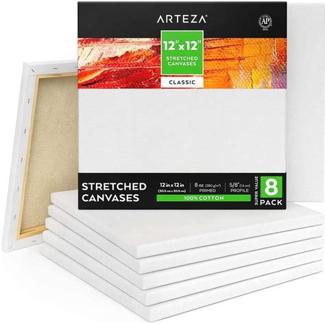 Arteza X Cm X Stretched White Blank Canvas Bulk Pack Of
