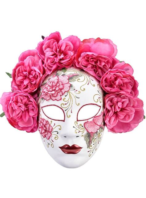 Full Face Pink And White Masquerade Mask Women S Masquerade Mask