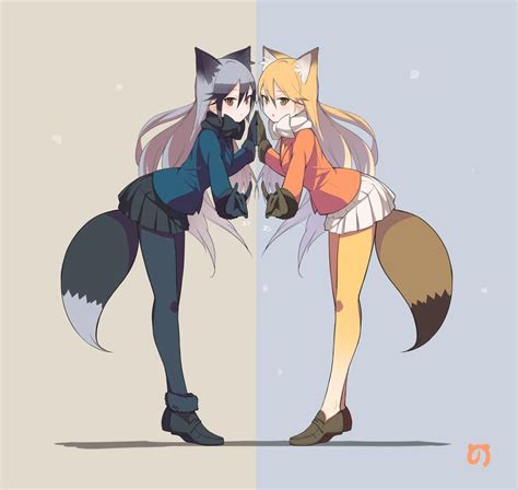 Exo Red Fox X Silver Fox Kemono Friends Cute Anime Character Anime