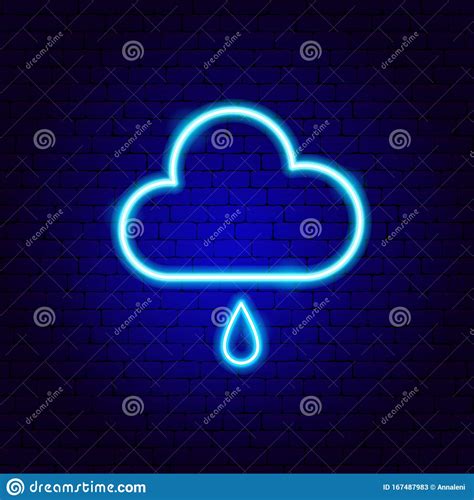 Rainy Cloud Neon Sign Stock Vector Illustration Of Icon 167487983