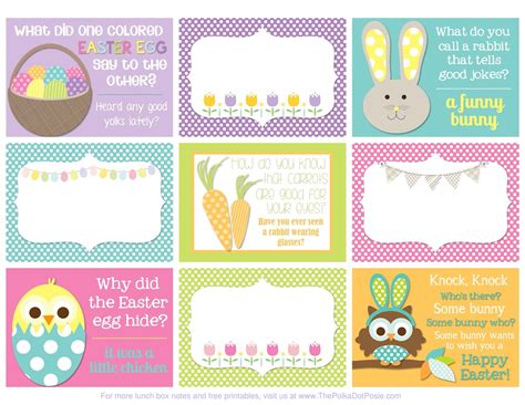 The Polka Dot Posie Printable Easter Lunch Box Notes