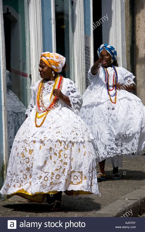 Bahia Salvador Bahia Women In Traditional Dress Brazil