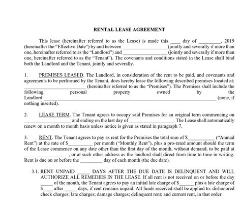 Free Printable Simple Lease Agreement Customize And Print