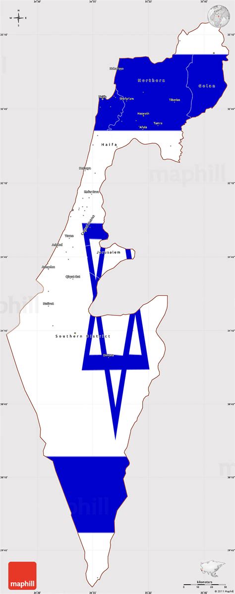 Flag Simple Map Of Israel
