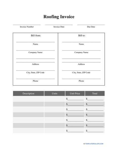 Roofing Invoice Template Fill Out Sign Online And Download Pdf