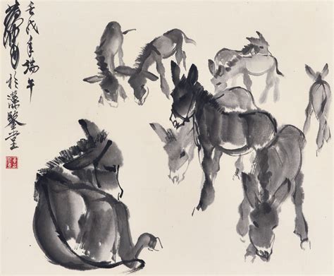 Huang Zhou 1925 1997 Donkeys Christies