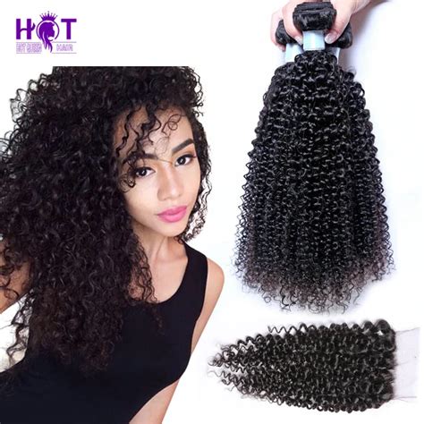 Yvonne Brazilian Kinky Curly Hair 3 Bundles With Closure Afro Kinky