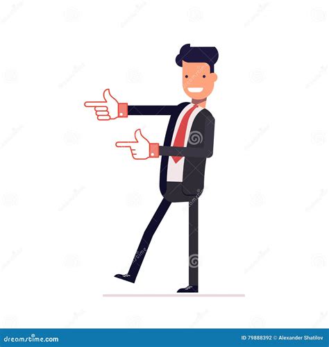 Satisfied Businessman Or Manager Indicates Something Smiling Man In