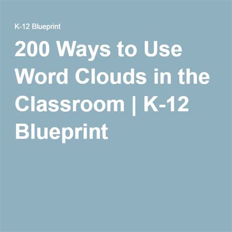 200 Ways To Use Word Clouds In The Classroom Word Cloud Words Classroom