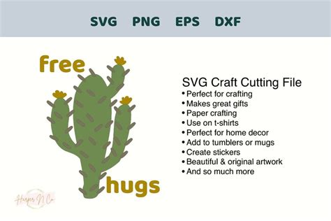 Free Hugs Cactus SVG PNG Tshirt Design Graphic By HarperNCo Creative